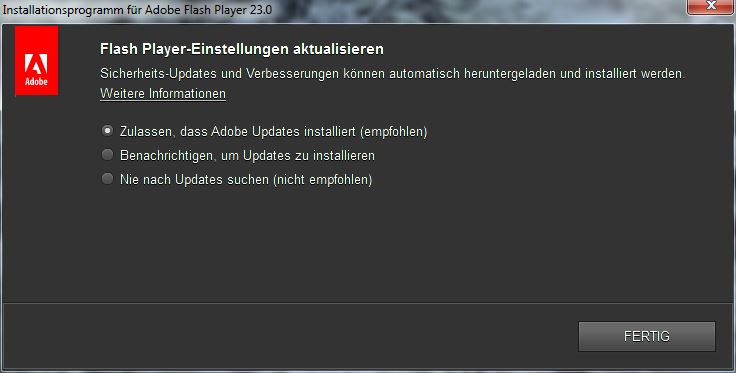Flash Player Auto Update Haken